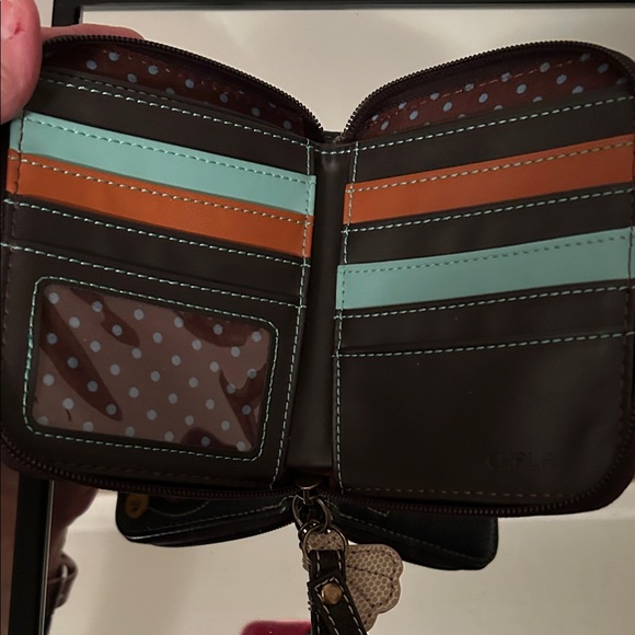 Chala Navy Flip-Flop Wallet with Floral Accents - Picture 9 of 11